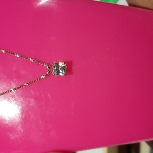 GENUINE AUTHENTIC SOLID 14K YELLOW GOLD DIAMONELLE PRINCESS CUT PENDANT GIFT 🎁
